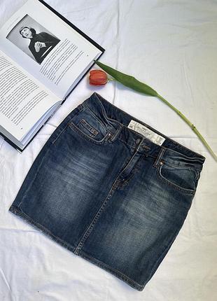 Джинсова міні-спідниця l.o.g.g by h&m з потертостями, синя / розмір s