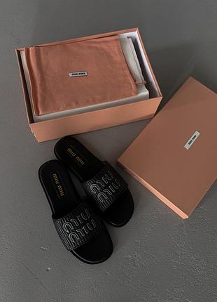 Шльопанці miu miu slippers black