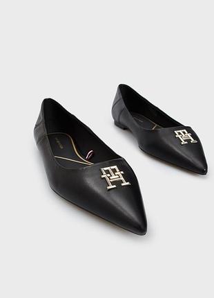Tommy hilfiger женские черные кожаные балетки