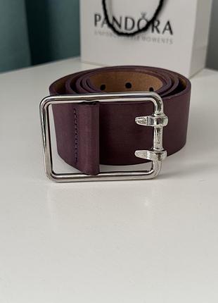 Шкіряний ремінь.широкий. фіолетовий more&more