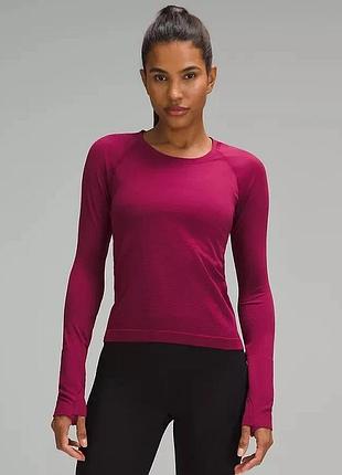 Спортивний лонгслів lululemon 2.0 race deep luxe футболка з довгим рукавом рожева кофта топ
