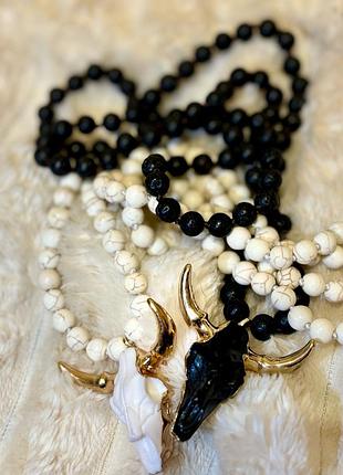 3-кольорове намисто з підвіскою з рогу