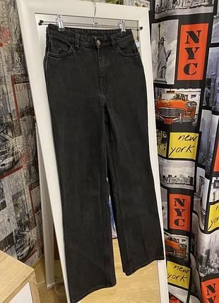 Чорні стильні джинси mango, wide leg, 2xs