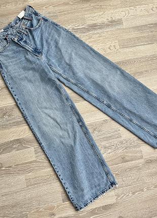 Zara джинси зі скошеним поясом wide leg