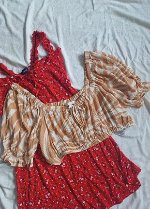 Кроп топ укорочений жатка h&amp;m в анімалістичний принт абстракція