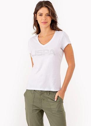 Женская футболка u.s. polo assn с логотипом из страз