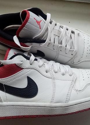 Оригинальн. кожаные кроссовки air jordan 1 low white university red (553558-118)