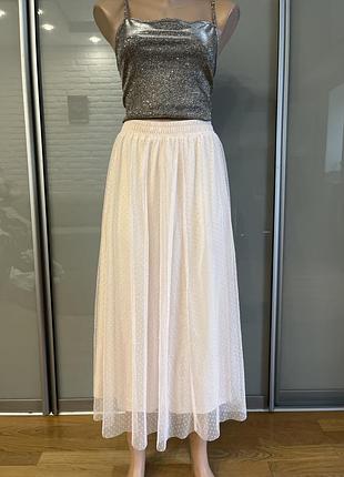 Шикарна шифонова спідниця зефірного кольору батал