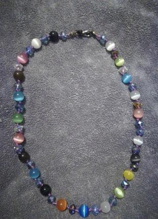 Бусы кошачий глаз 3