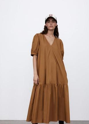 Хлопковое платье миди от zara