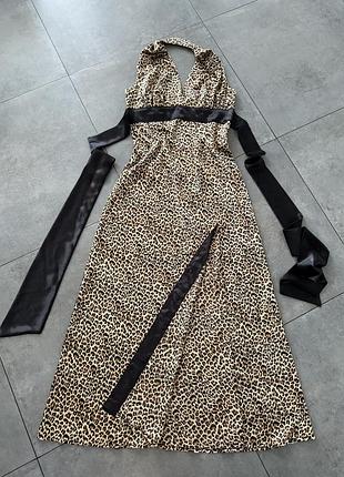 Плаття вечірнє леопардове з розрізом