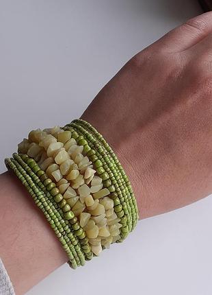 Браслет із бісером і натуральним каменем