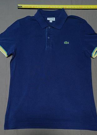 Плечі 42 см lacoste slim fit  поло темносинього кольору size m 100% cotton