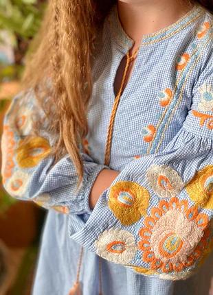 Рубашка туника с вышивкой, вышиванка zara, xs