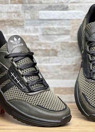 Кросівки чоловічі adidas olive нубук-сітка