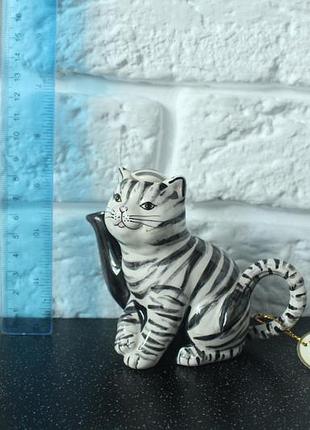 Hand painted khien ceramics tabby чайник в виде кота. мылота