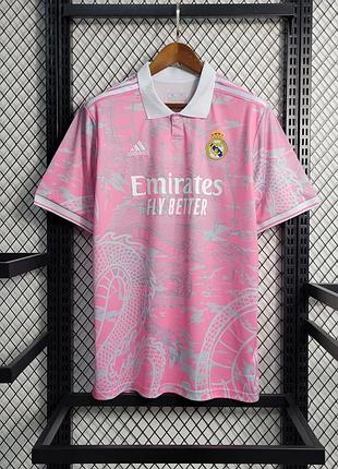 Футболка реал мадрид адідас рожева real madrid dragon adidas футбольна форма з драконом унісекс