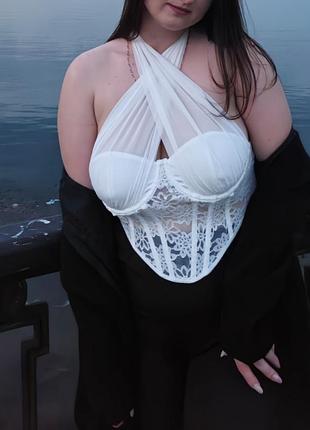 Корсет блузка белая женская