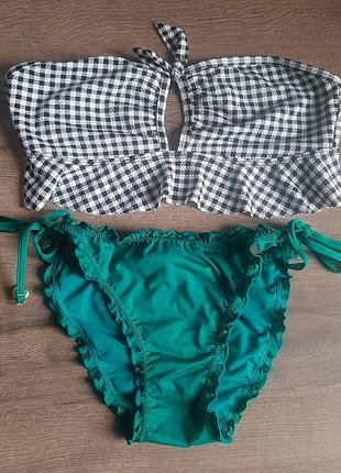 Роздільний купальник куп топ бандо без брителей плавки зав'язки гарна попа