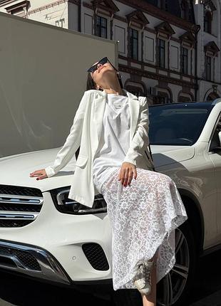 Женская летняя прозрачная легкая гипюровая юбка черная белая на резинке оверсайз кроя