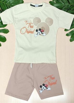 Літній костюм для хлопчика joun line mickey mouse  beige футболка та шорти