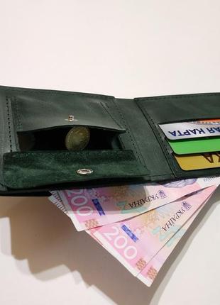 Шкіряний гаманець зелений2 фото