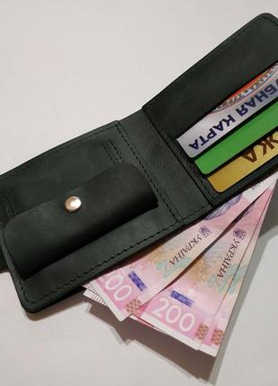Шкіряний гаманець зелений3 фото