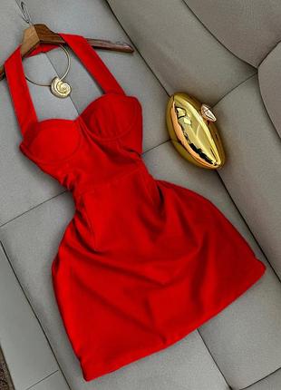 Жіноча червона яскрава міні сукня