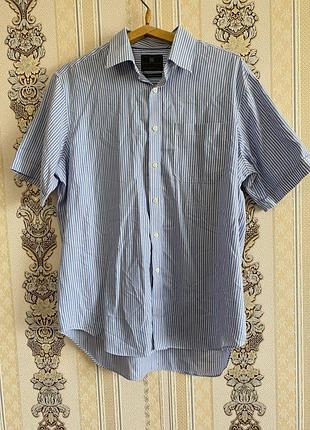 Стильна легка чоловіча сорочка, блакитна коттонова рубашка