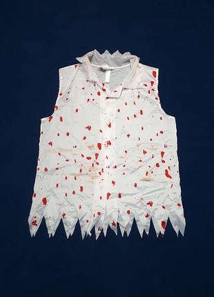 🎃 біла сорочка у крові р l карнавальний костюм вампіра упиря