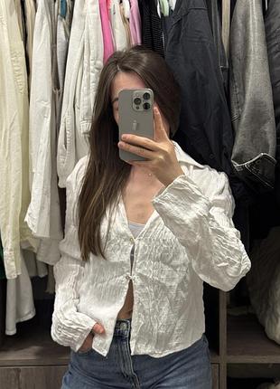 Zara s 36 сорочка блуза біла жатка
