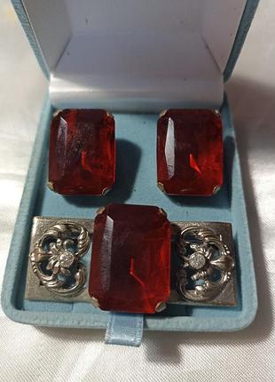 Набор винтаж,чехия,70г,яблонекс,рубиновое стекло,скань.