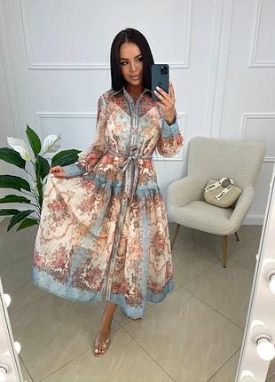 Брендова жіноча довга сукня плаття з поясом
