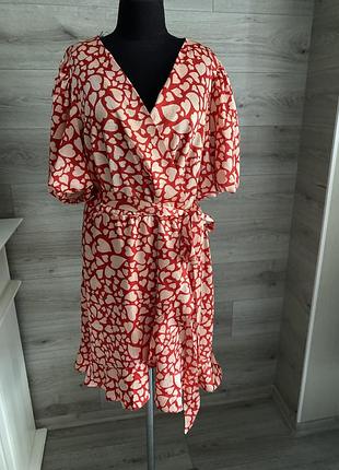 Стильное платье принт на запах под поясок 22 5хл