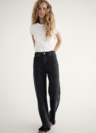 Zara джинси wide leg графітові джинси широкі zara