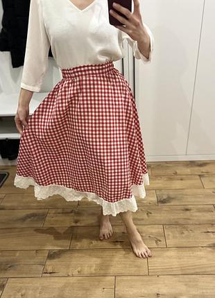 Спідниця червона в клітинку на резинці xs s m