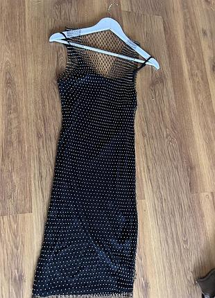 Черное платье сетка мини/миди