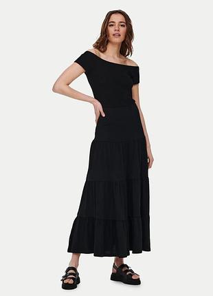 Літня легка чорна максіспідниця бохо бавовна трикотаж terranova р. l, xl