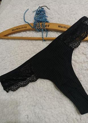 Женские новые черные трусики стринги размер л