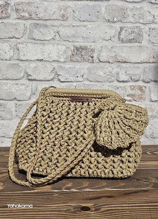 Сумка - клатч женский вязаный из рафии handmade крафт ажурный