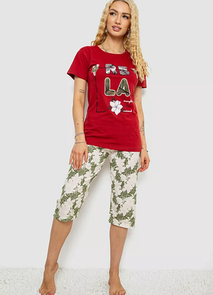 Пижама женская с принтом, цвет бордовый, 243r3755