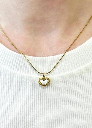 Подвеска цепочка на шею милое серденько бижутерия из медицинского золота гипоаллергенные украшения