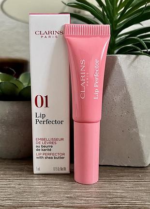 Clarins lip perfector зволожуючий блиск для губ, 01🌸