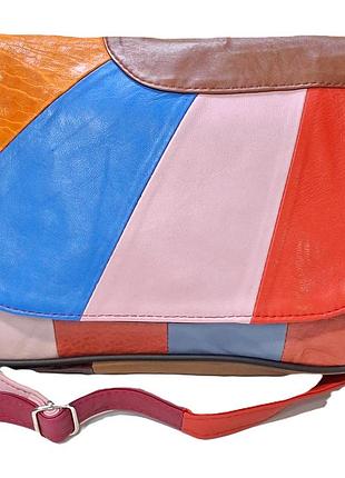 Женская сумка кожаная цветная наплечная 19* 27*8 (туречна)