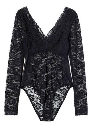 H&amp;m divided кружевное боди цветочный принт /11048/