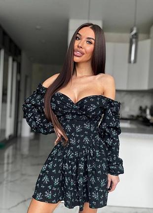 Жіноча літня сукня комбінезон з довгим рукавом муслін