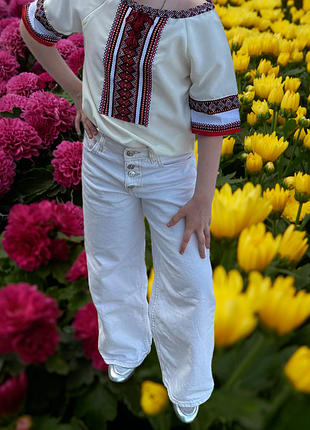 Zara широкие джинсы кюлоты белые для девочки 8 лет