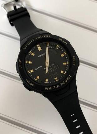 Наручний спортивний годинник унісекс sanda 6005 black-gold