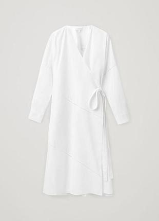 Білосніжне гарне , стильне плаття, сукня міді на запах з бавовни cos, оригінал