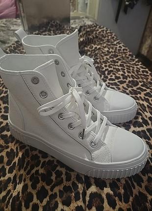 Белые оригинальные коттоновые высокие кеды michael kors 39-41р